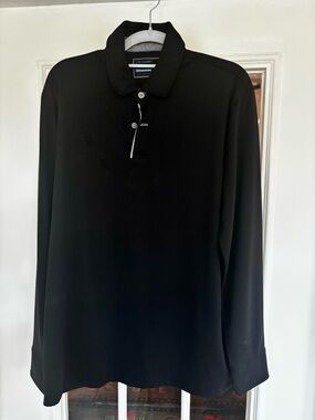Tailored Black Long-Sleeve Polo Shirt by Twillory.